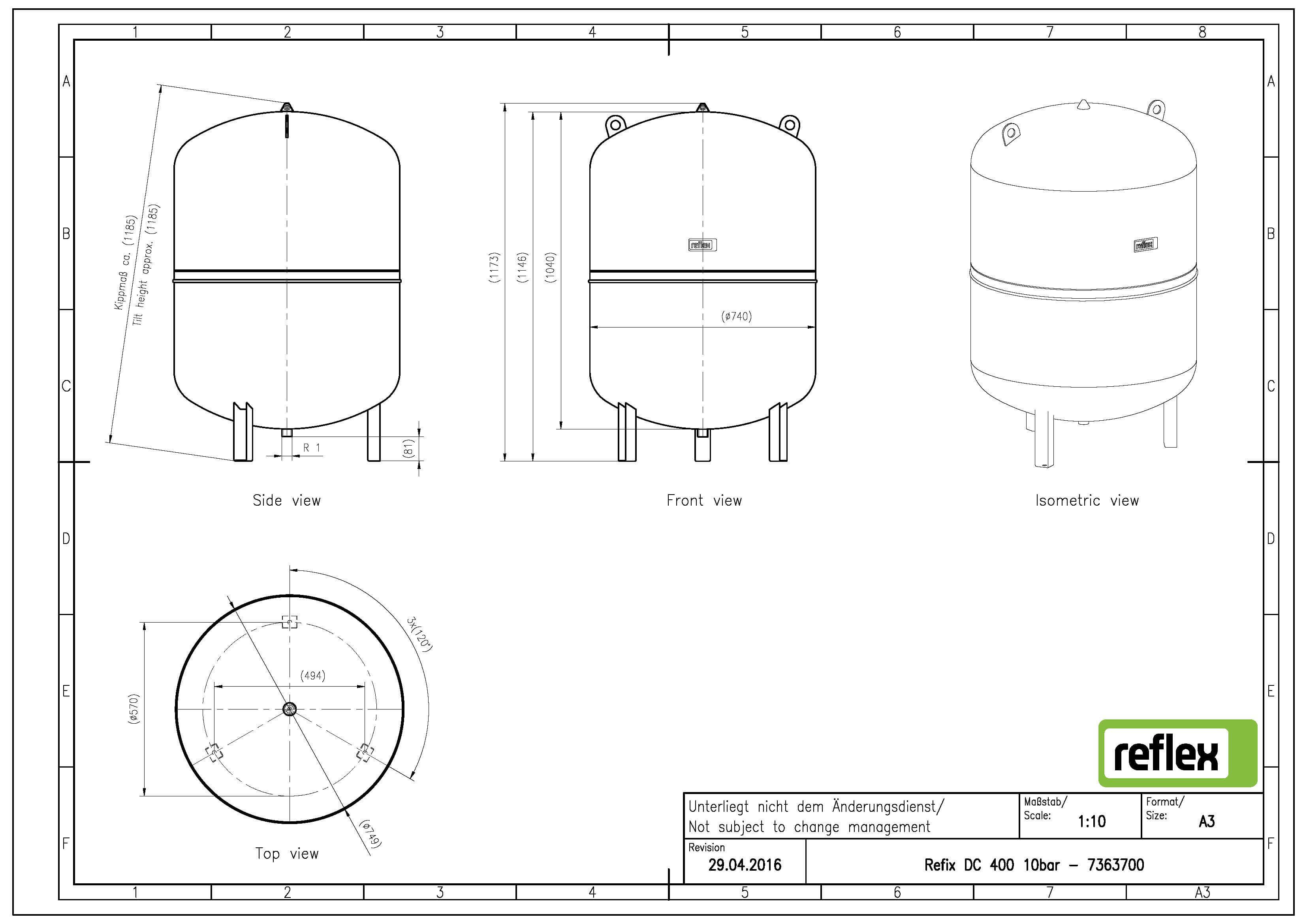806057 REF DC400 Reflex Pressure Tank DC Range 10 Bar 400 Litres